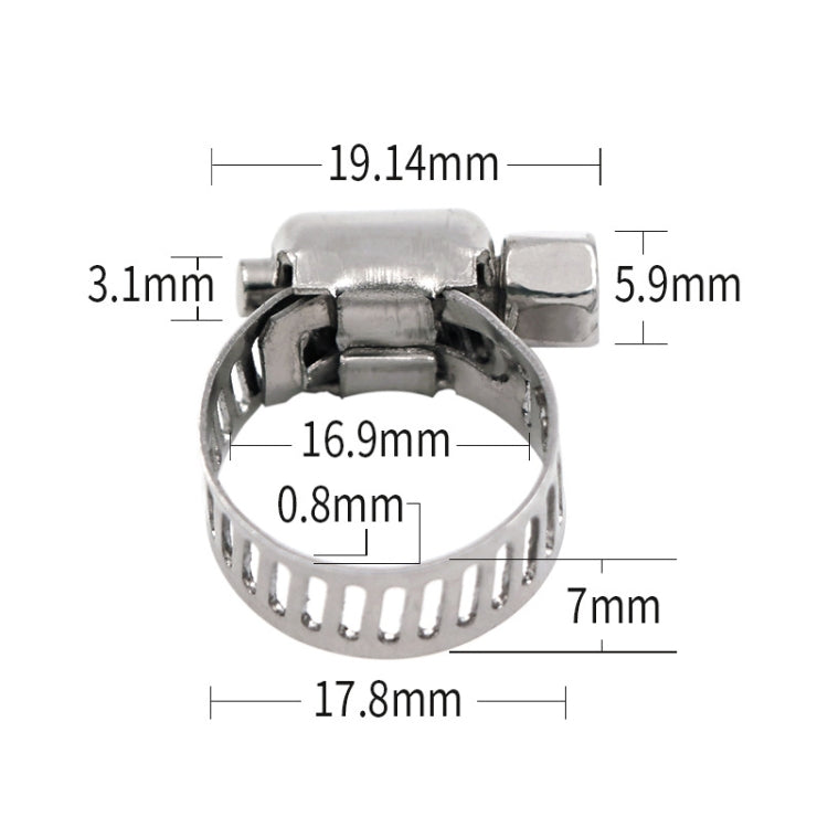 10pcs Stainless Steel Water Pipe Hose Clamp(Silver) - Clamps by buy2fix | Online Shopping UK | buy2fix