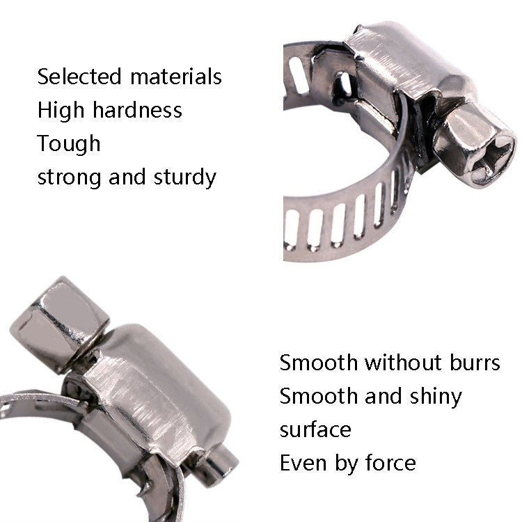 10pcs Stainless Steel Water Pipe Hose Clamp(Silver) - Clamps by buy2fix | Online Shopping UK | buy2fix