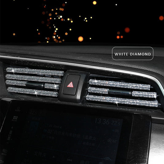 5 PCS Car Outlet Diamond Decorative Strip Air Conditioning Port U-Shaped Clip Strip(White) by buy2fix