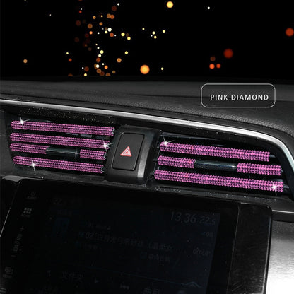 5 PCS Car Outlet Diamond Decorative Strip Air Conditioning Port U-Shaped Clip Strip(Pink) by buy2fix