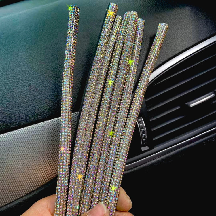 5 PCS Car Outlet Diamond Decorative Strip Air Conditioning Port U-Shaped Clip Strip(Blue) by buy2fix