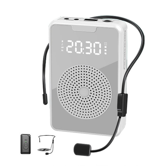 ZXL-H3 Portable Teaching Microphone Amplifier with Time Display, Spec: Wireless Version (White) - Loudspeaker by buy2fix | Online Shopping UK | buy2fix
