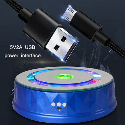 LED Light Electric Rotating Turntable Display Stand Video Shooting Props Turntable(Blue) -  by buy2fix | Online Shopping UK | buy2fix