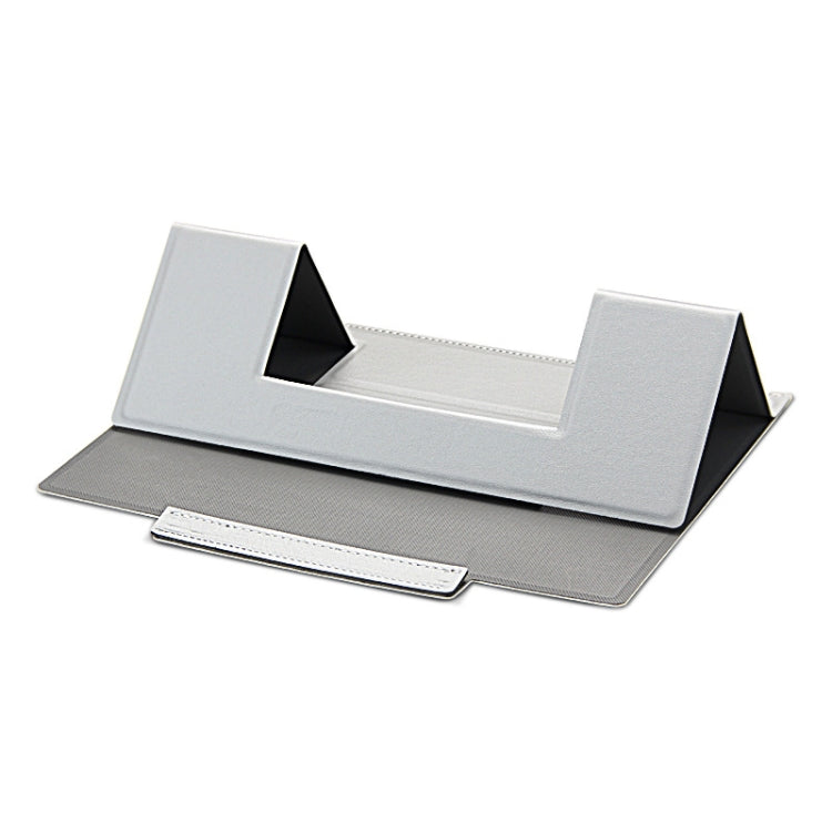Laptop Leather Folding Stand Tablet Phone Holder(Silver Gray) - Laptop Stand by buy2fix | Online Shopping UK | buy2fix