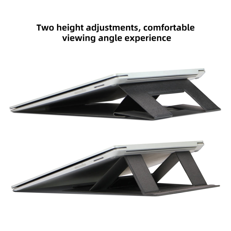 Laptop Leather Folding Stand Tablet Phone Holder(Black) - Laptop Stand by buy2fix | Online Shopping UK | buy2fix