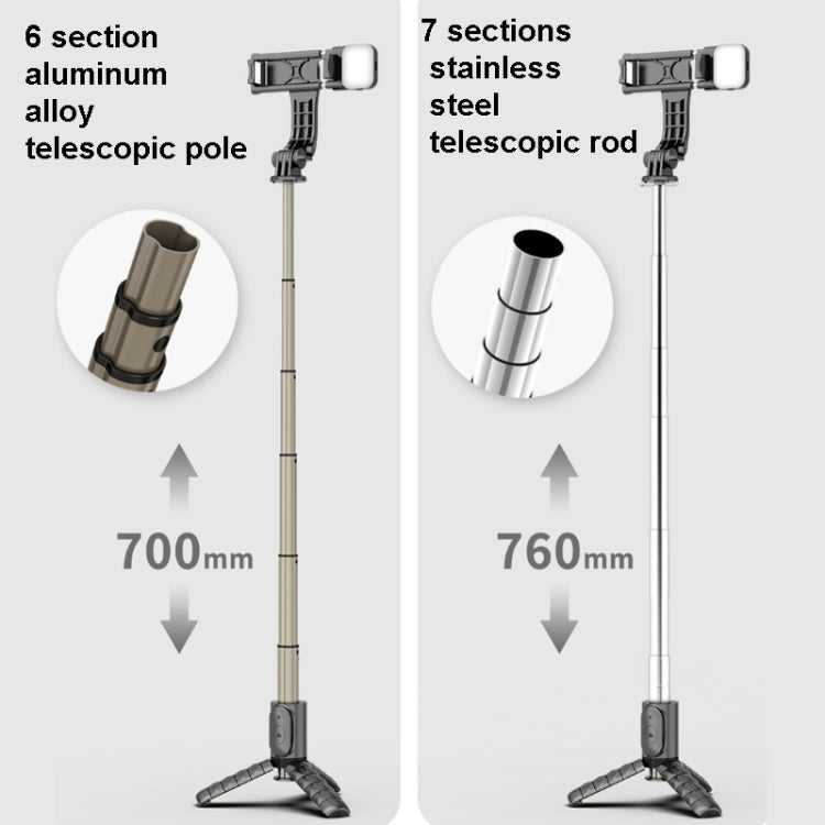 Mini Selfie Stick Integrated Multifunctional Bluetooth Selfie, Specification: Q10S 70cm With Fill Light - Selfie Sticks by buy2fix | Online Shopping UK | buy2fix