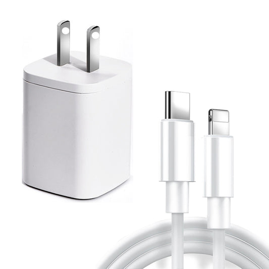 CYKE USB60 20W Mini PD Type-C Port Fast Charger With Type-C To 8 Pin Cable, US Plug(White Set) - USB Charger by CYKE | Online Shopping UK | buy2fix