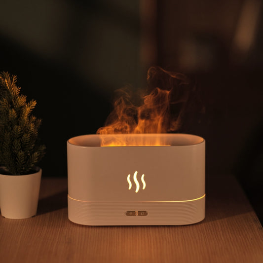 Flame Aroma Diffuser Night Light Humidifier(White) - Air Purifiers & Accessories by buy2fix | Online Shopping UK | buy2fix