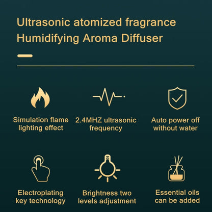 Flame Aroma Diffuser Night Light Humidifier(Black) - Air Purifiers & Accessories by buy2fix | Online Shopping UK | buy2fix
