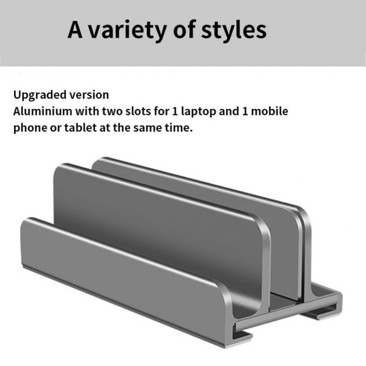 Aluminum Alloy Laptop Tablet Phone Storage Stand, Color: L401 Double Slot (Silver) - Laptop Stand by buy2fix | Online Shopping UK | buy2fix