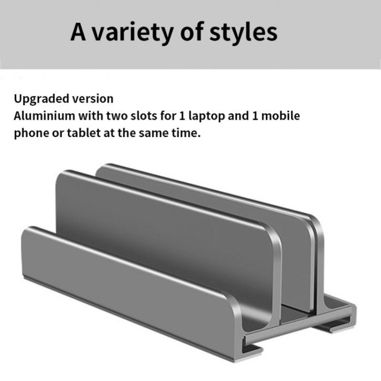 Aluminum Alloy Laptop Tablet Phone Storage Stand, Color: L401 Double Slot (Gray) - Laptop Stand by buy2fix | Online Shopping UK | buy2fix