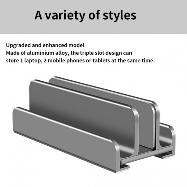 Aluminum Alloy Laptop Tablet Phone Storage Stand, Color: L402 Three Slots (Gray) - Laptop Stand by buy2fix | Online Shopping UK | buy2fix