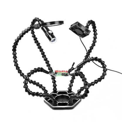 Six-Jaw LED Lamp Magnifying Glass Soldering Station with Fan(N-SS6LMF-BK9) by buy2fix