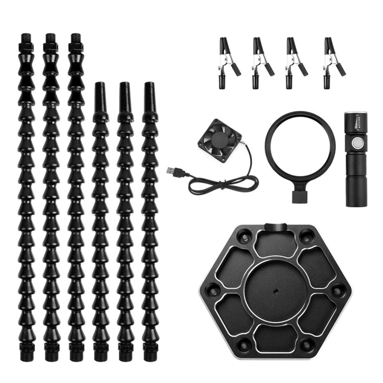 Six-Jaw LED Lamp Magnifying Glass Soldering Station with Fan(N-SS6LMF-BK9) by buy2fix