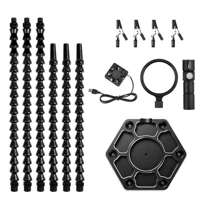 Six-Jaw LED Lamp Magnifying Glass Soldering Station with Fan(N-SS6LMF-BK9) by buy2fix