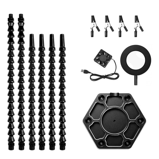 Six-Jaw LED Lamp Magnifying Glass Soldering Station with Fan(N-SS6LF-BK9) by buy2fix