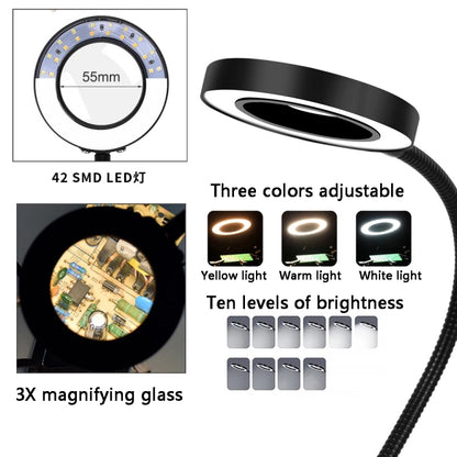 LED Lamp Magnifying Glass 360-Degree Adjustable Welding Table(SN5USB) by buy2fix