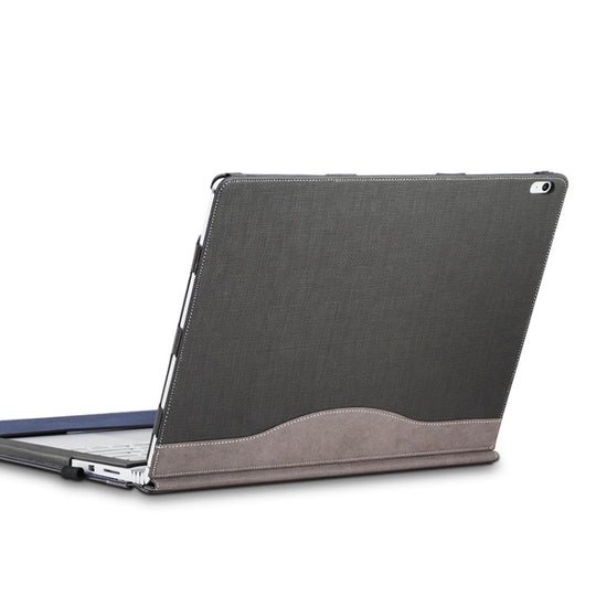 Housse de protection pour ordinateur portable en cuir PU pour Microsoft Surface Book 2 15 pouces (Gris Gentleman)