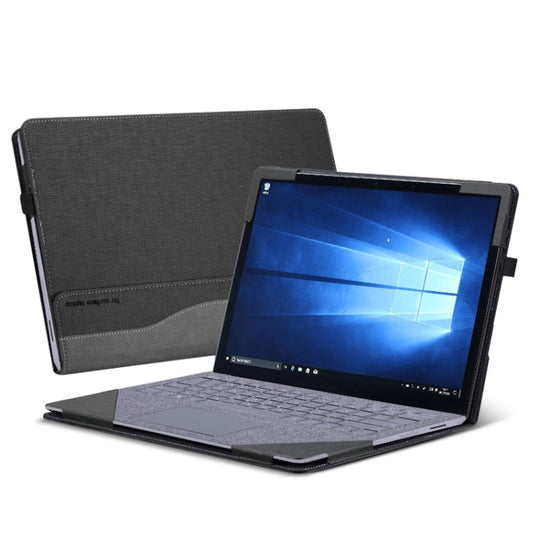 Housse multifonctionnelle en cuir PU pour ordinateur portable de 13,5 pouces pour ordinateur portable Microsoft Surface 1/2/3/4 (gentleman gris)