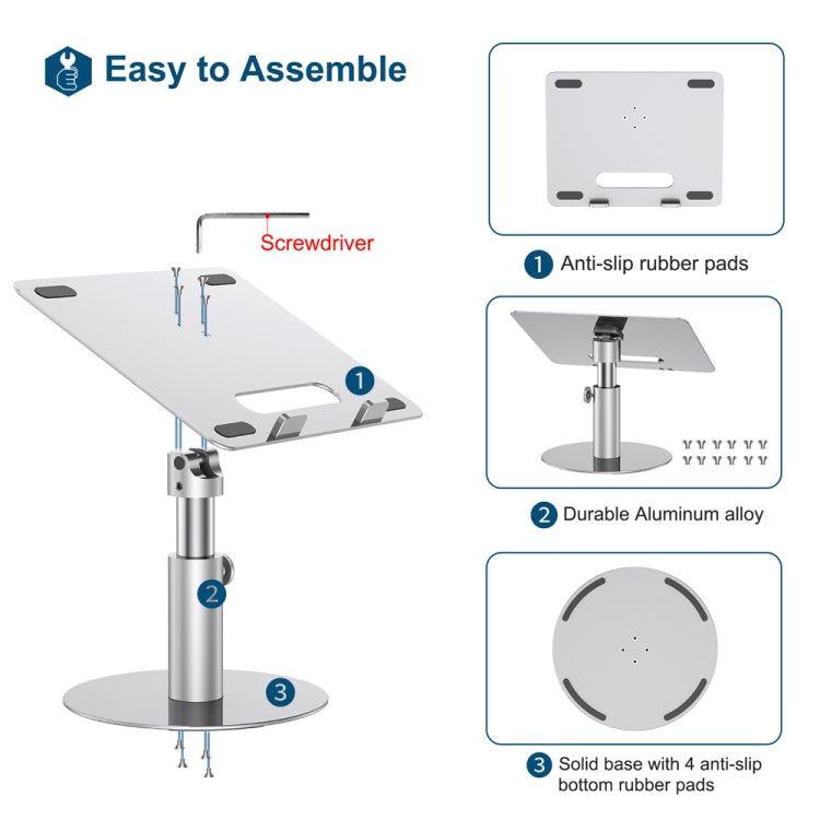Z30 360 Rotating Lifting Aluminum Alloy Laptop Bracket(Silver) - Laptop Stand by buy2fix | Online Shopping UK | buy2fix