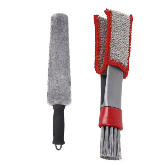 Car Air Outlet Cleaning Brush Interior Cleaning Tool, Style: Ruler Brush+Gray Red Brush - Car washing supplies by buy2fix | Online Shopping UK | buy2fix