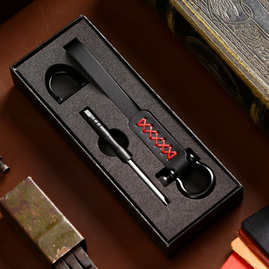 A001 Car Keychain Leather Long Key Rope(Oil Wax Black) by buy2fix