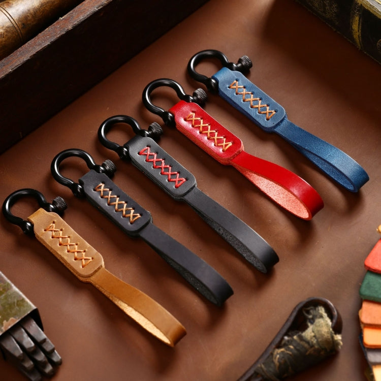 A001 Car Keychain Leather Long Key Rope(Oil Wax Black) by buy2fix