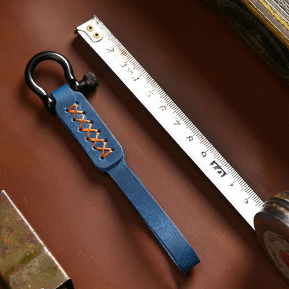 A001 Car Keychain Leather Long Key Rope(Crazy Horse Blue) by buy2fix