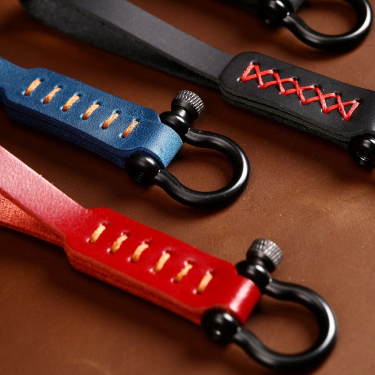 A001 Car Keychain Leather Long Key Rope(Crazy Horse Black) by buy2fix