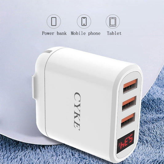 CYKE Smart Digital Display 3-Ports USB Travel Charger(US Plug-White) - USB Charger by CYKE | Online Shopping UK | buy2fix