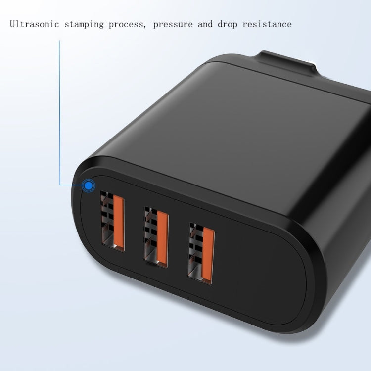 CYKE Smart Digital Display 3-Ports USB Travel Charger(EU Plug-Black) - USB Charger by CYKE | Online Shopping UK | buy2fix