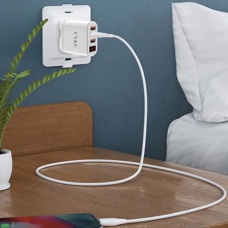 CYKE Smart Digital Display 3-Ports USB Travel Charger(EU Plug-Black) - USB Charger by CYKE | Online Shopping UK | buy2fix