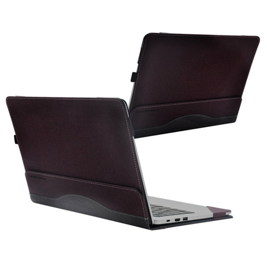 Étui de protection pour ordinateur portable en cuir PU pour Huawei Honor MagicBook (vin rouge)
