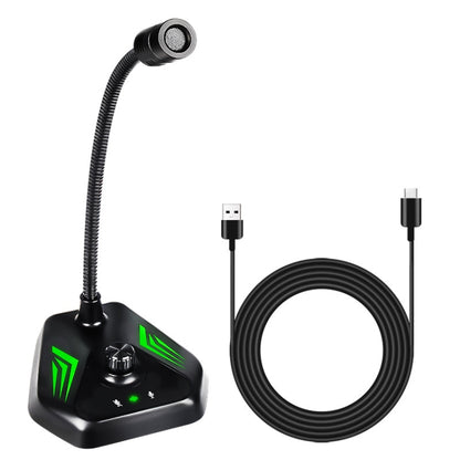 MI520 Desktop Computer Gooseneck Condenser Microphone USB Version with RGB Breathing Lamp by buy2fix