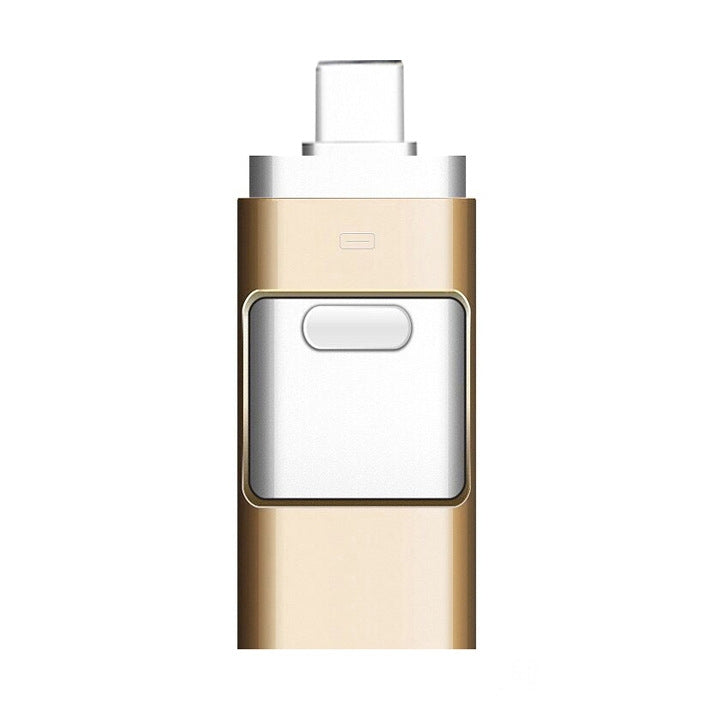 256GB Type-C + 8 Pin + USB 3.0 3 In 1 OTG Metal USB Flash Drive(Gold) by buy2fix