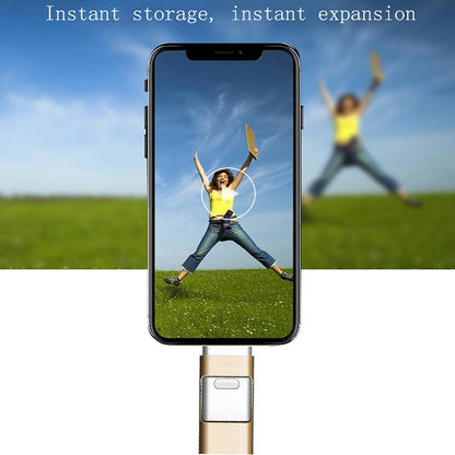 256GB Type-C + 8 Pin + USB 3.0 3 In 1 OTG Metal USB Flash Drive(Rose Gold) by buy2fix