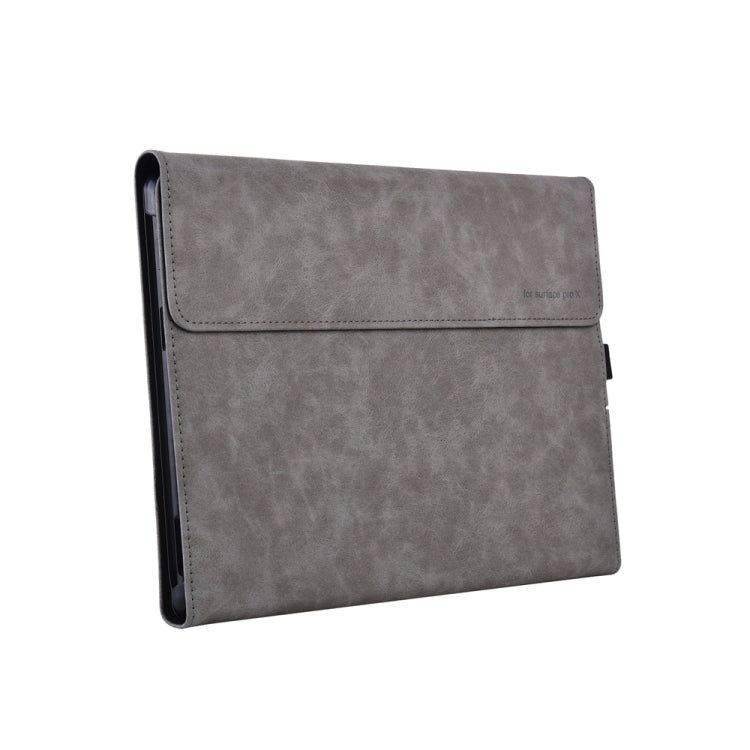 13 inch Leather Tablet Protective Case For Microsoft Surface Pro X, Color: Light Gray by buy2fix