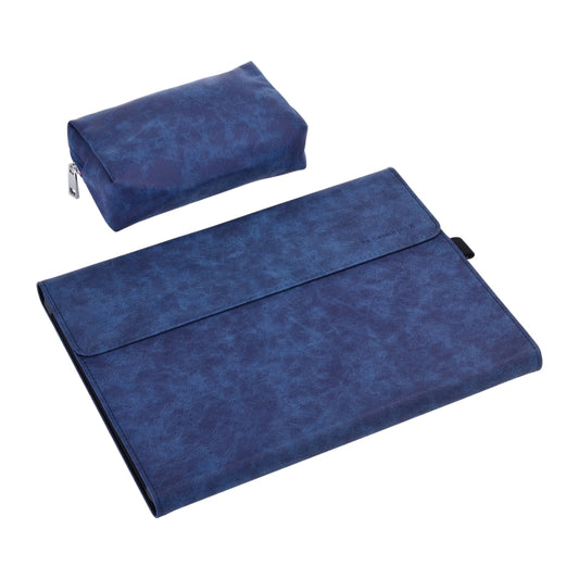 13 inch Leather Tablet Protective Case For Microsoft Surface Pro X, Color: Dark Blue + Power Bag by buy2fix