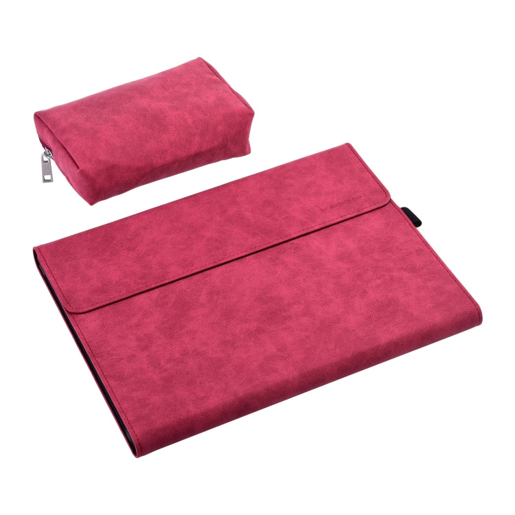13 inch Leather Tablet Protective Case For Microsoft Surface Pro X, Color: Rose Red + Power Bag by buy2fix