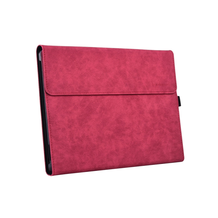 13 inch Leather Tablet Protective Case For Microsoft Surface Pro X, Color: Rose Red + Power Bag by buy2fix