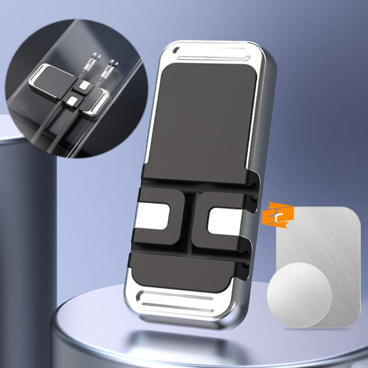 S15 Magnetic Aluminum Alloy Bracket Data Cable Storage Sticker Car Phone Holder(Silver) by buy2fix
