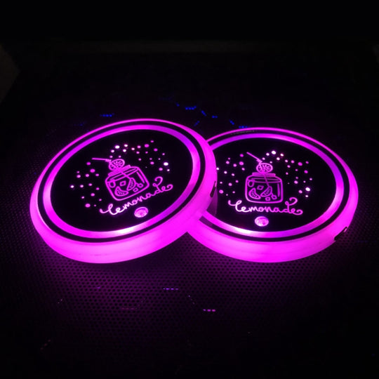 1 paire de dessous de verre intelligent à LED de 68mm, lumière d'ambiance pour fente de tasse de voiture (boisson)