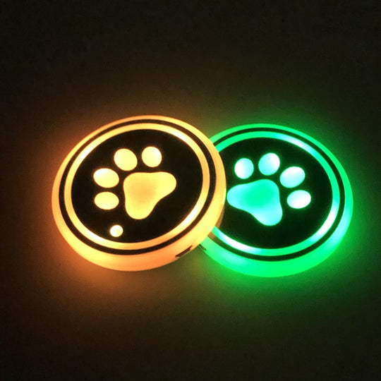 1 paire de lumières LED intelligentes émettant de la lumière, 68mm, lumière d'ambiance pour fente de tasse de voiture (griffes de chat)
