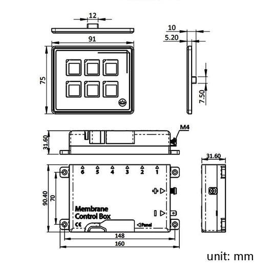 SP5106 RV Yacht Modified 5mm Film Touch 6-Bit Panel Switch - Car Switches by buy2fix | Online Shopping UK | buy2fix
