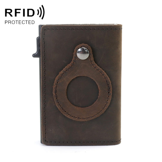 Anti-Theft Positioning Wallet Men Card Holder Mini Wallets For AirTag 2nd Gen / AirTag 1st Gen(Cowhide Brown)