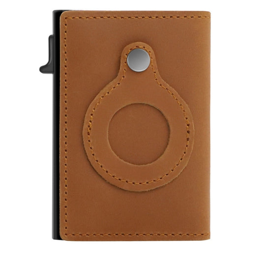 Anti-Theft Positioning Wallet Men Card Holder Mini Wallets For Airtag(Cowhide Dark Brown) - Wallet Series by buy2fix | Online Shopping UK | buy2fix