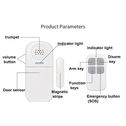 MC-05 130dB Remote Door Magnetic Alarm With Light Reminder - Door Window Alarm by buy2fix | Online Shopping UK | buy2fix