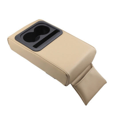 Car Armrest Box Increased Support With Rear Seat Water Cup Holder(Beige) by buy2fix