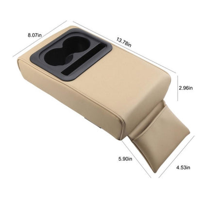 Car Armrest Box Increased Support With Rear Seat Water Cup Holder(Beige) by buy2fix