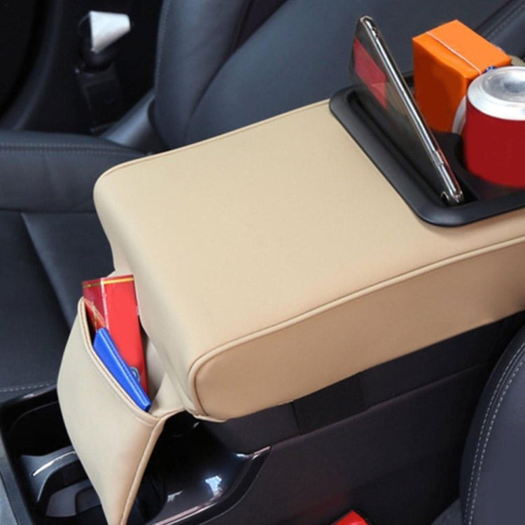 Car Armrest Box Increased Support With Rear Seat Water Cup Holder(Brown) by buy2fix